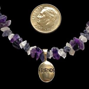 OQ# Natural Amethyst & White Agate & Sterling 925 Silver Bracelet